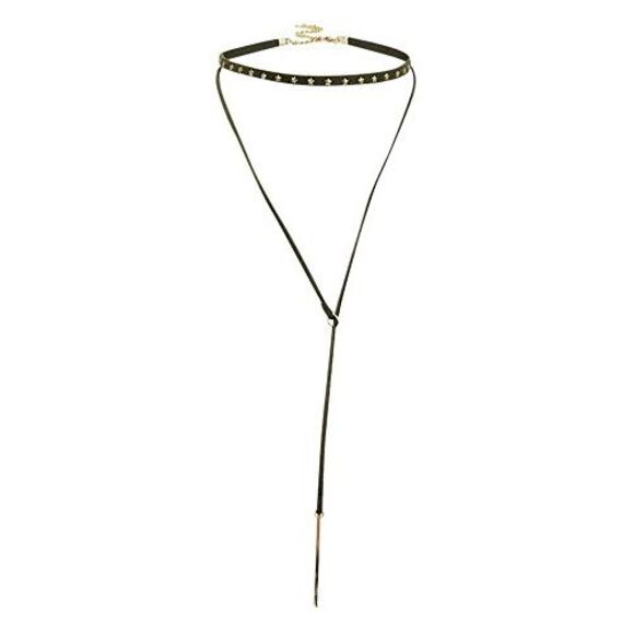 Olive Green & Gold Star Studded Choker Necklace - Picture 4 of 6